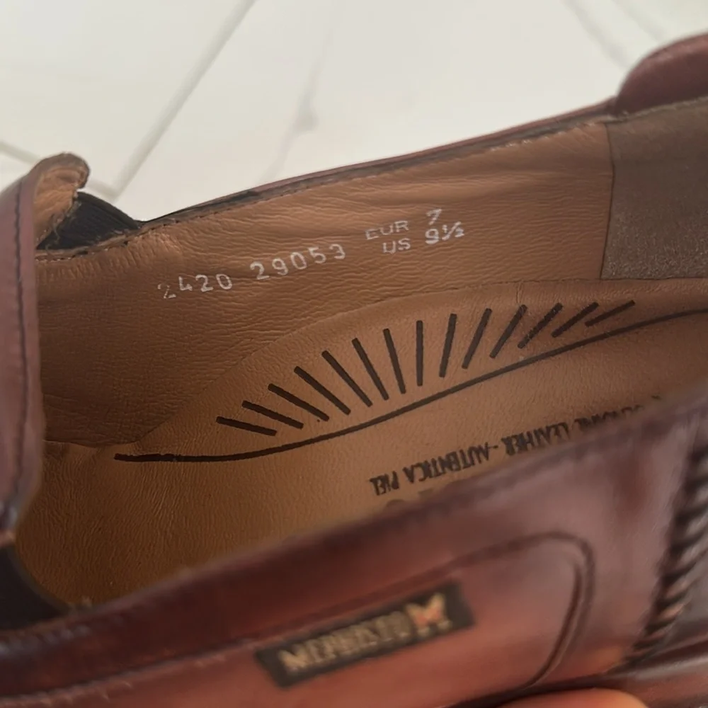 Women's Leather Mephisto Air-Relax Slip Ons Loafers Sz 9.5 Brown Cognac Comfort